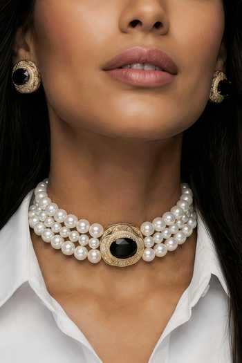 Shop_Bblingg_Black Tarana Crystal And American Diamond Choker Set _Online_at_Aza_Fashions