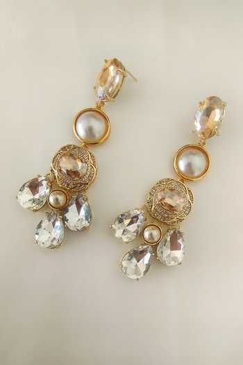 Buy_Bblingg_White Meher Crystal And Pearl Dangler Earrings _Online_at_Aza_Fashions