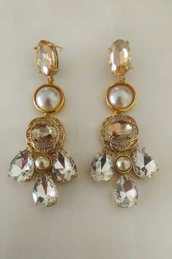 Bblingg Meher Crystal & Pearl Dangler Earrings 