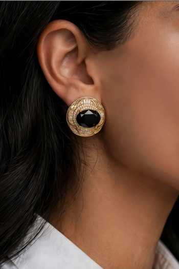 Bblingg Black Tarana Crystal Embellished Stud Earrings Online at Aza Fashions Bblingg_Black Tarana Crystal Embellished Stud Earrings _Online_at_Aza_Fashions