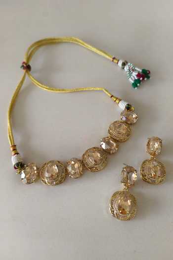 Bblingg Gold Plated Mala American Diamond Choker Set Online at Aza Fashions Bblingg_Gold Plated Mala American Diamond Choker Set _Online_at_Aza_Fashions