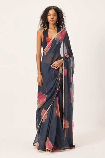 Kharakapas Cherine Floral Painted Saree With Blouse 