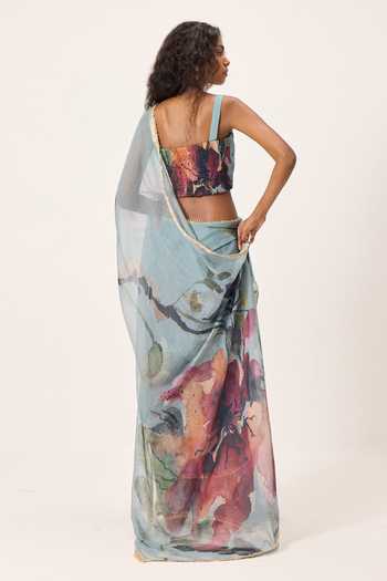Kharakapas Feirosa Floral Painted Saree 
