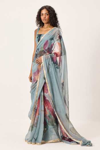 Buy Kharakapas Sky Blue Kota Doria Feirosa Floral Painted Saree Online at Aza Fashions Buy_Kharakapas_Sky Blue Kota Doria Feirosa Floral Painted Saree _Online_at_Aza_Fashions