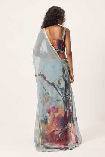 Kharakapas Feirosa Painted Saree With Helen Blouse 