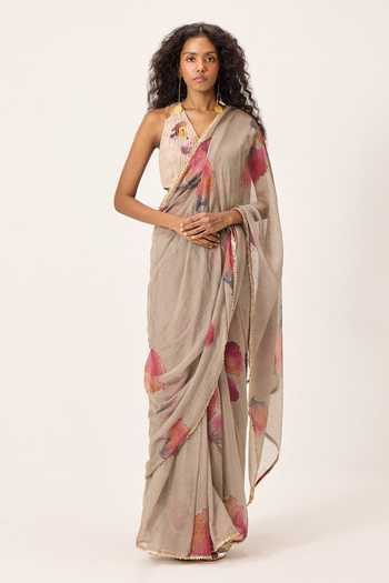 Buy Kharakapas Grey Muslin (mulmul) Halter , Plunge Elana Smocked Blouse Online at Aza Fashions Buy_Kharakapas_Grey Muslin (mulmul) Halter , Plunge Elana Smocked Blouse _Online_at_Aza_Fashions