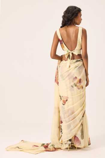 Kharakapas Soleil Floral Painted Saree