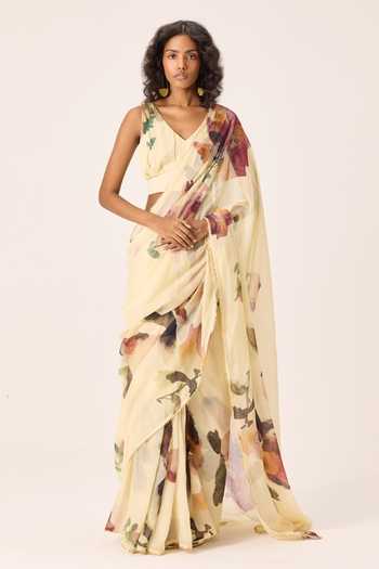 Kharakapas Soleil Floral Painted Saree