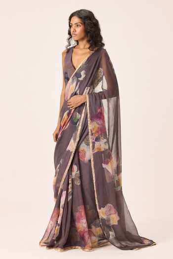 Buy_Kharakapas_Brown V-neck Inara Waistcoat Style Blouse 