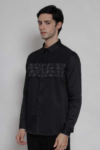 Buy Lacquer Embassy Black Cotton Satin Ashford Shirt Online at Aza Fashions Buy_Lacquer Embassy_Black Cotton Satin Ashford Shirt _Online_at_Aza_Fashions