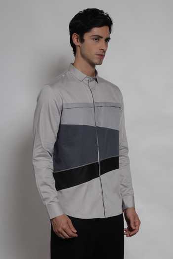 Buy Lacquer Embassy Grey Cotton Satin The Westbury Shirt Online at Aza Fashions Buy_Lacquer Embassy_Grey Cotton Satin The Westbury Shirt _Online_at_Aza_Fashions