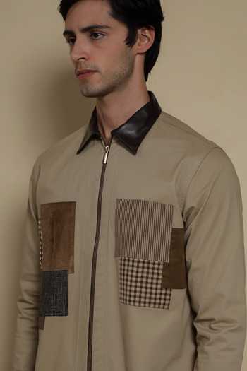 Shop Lacquer Embassy Brown Cotton The Brass Rail Shacket Online at Aza Fashions Shop_Lacquer Embassy_Brown Cotton The Brass Rail Shacket _Online_at_Aza_Fashions