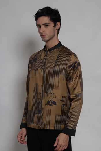 Lacquer Embassy Gold Satin The Club Room Shacket Online at Aza Fashions Lacquer Embassy_Gold Satin The Club Room Shacket _Online_at_Aza_Fashions