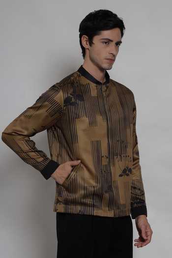 Buy Lacquer Embassy Gold Satin The Club Room Shacket Online at Aza Fashions Buy_Lacquer Embassy_Gold Satin The Club Room Shacket _Online_at_Aza_Fashions