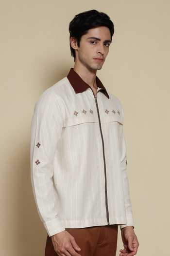 Lacquer Embassy Beige Cotton The Pinehurst Shacket Online at Aza Fashions Lacquer Embassy_Beige Cotton The Pinehurst Shacket _Online_at_Aza_Fashions