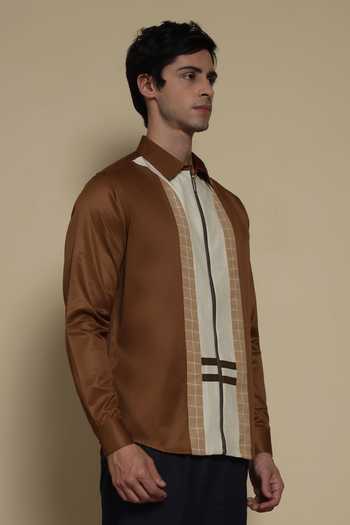 Shop Lacquer Embassy Brown Cotton The Afternoon Meeting Shirt Online at Aza Fashions Shop_Lacquer Embassy_Brown Cotton The Afternoon Meeting Shirt _Online_at_Aza_Fashions