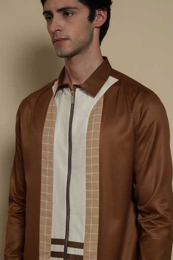 Lacquer Embassy Brown Cotton The Afternoon Meeting Shirt at Aza Fashions Lacquer Embassy_Brown Cotton The Afternoon Meeting Shirt _at_Aza_Fashions