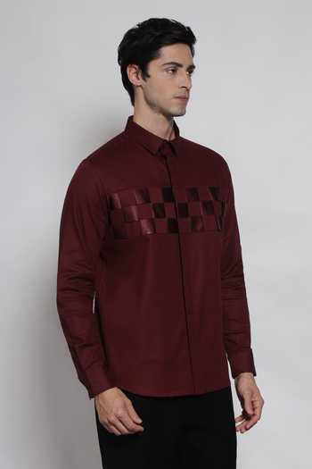 Buy Lacquer Embassy Wine Cotton Portico Shirt Online at Aza Fashions Buy_Lacquer Embassy_Wine Cotton Portico Shirt _Online_at_Aza_Fashions
