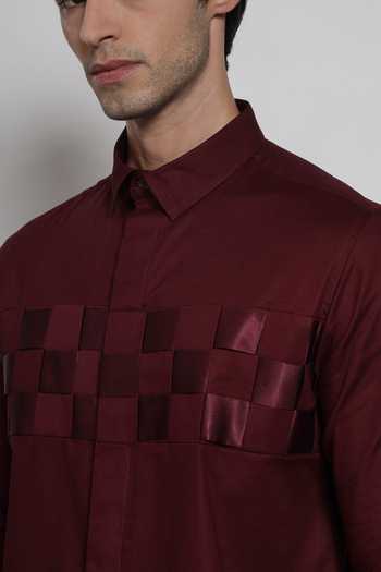 Shop Lacquer Embassy Wine Cotton Portico Shirt Online at Aza Fashions Shop_Lacquer Embassy_Wine Cotton Portico Shirt _Online_at_Aza_Fashions