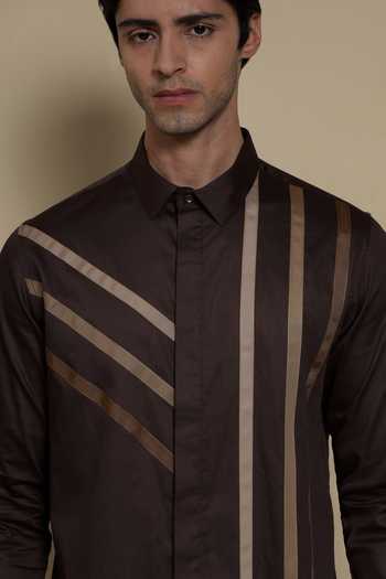 Buy Lacquer Embassy Chocolate Cotton Satin The City Walk Shirt Online at Aza Fashions Buy_Lacquer Embassy_Chocolate Cotton Satin The City Walk Shirt _Online_at_Aza_Fashions