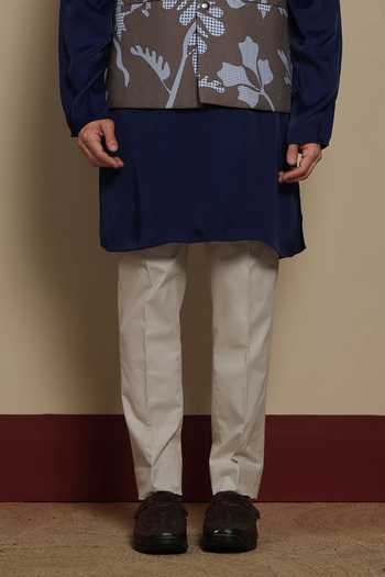 Lacquer Embassy Blue Cotton, Satin The Vantaara Bundi And Kurta Set Online at Aza Fashions Lacquer Embassy_Blue Cotton, Satin The Vantaara Bundi And Kurta Set _Online_at_Aza_Fashions