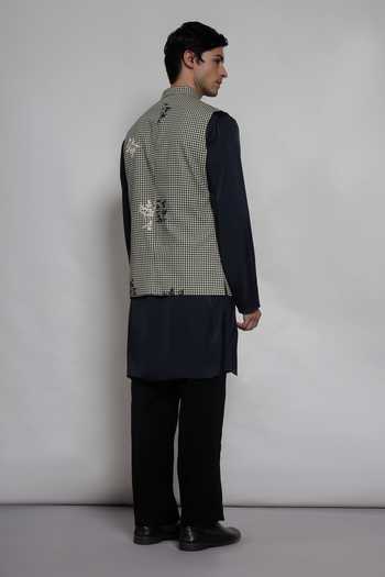 Lacquer Embassy Black Cotton, Viscose, Rayon Shishir Bundi And Kurta Set at Aza Fashions Lacquer Embassy_Black Cotton, Viscose, Rayon Shishir Bundi And Kurta Set _at_Aza_Fashions