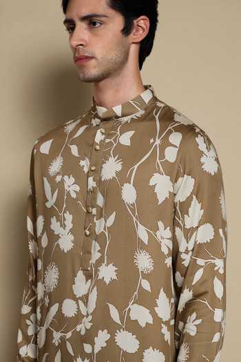 Lacquer Embassy Brown , Satin The Aangan Printed Kurta Set at Aza Fashions Lacquer Embassy_Brown , Satin The Aangan Printed Kurta Set _at_Aza_Fashions