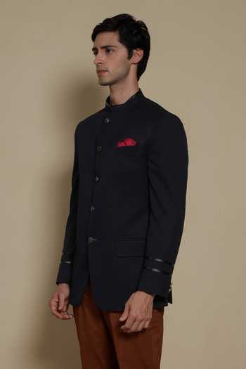 Lacquer Embassy Navy Suroor Bandhgala And Trouser Set Online at Aza Fashions Lacquer Embassy_Navy Suroor Bandhgala And Trouser Set _Online_at_Aza_Fashions