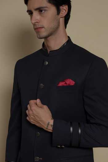 Lacquer Embassy Navy Suroor Bandhgala And Trouser Set at Aza Fashions Lacquer Embassy_Navy Suroor Bandhgala And Trouser Set _at_Aza_Fashions