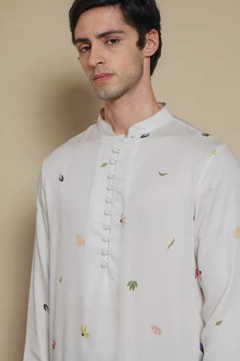 Lacquer Embassy White Cotton, Viscose, Rayon The Rang Printed Kurta Set Online at Aza Fashions Lacquer Embassy_White Cotton, Viscose, Rayon The Rang Printed Kurta Set _Online_at_Aza_Fashions