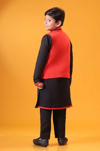 Minikin Scooter Embroidered Nehru Jacket Set 