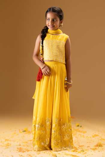 Minikin Lotus Gota Embroidered Lehenga Set 
