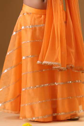 Buy Minikin Orange Organza Zari Embroidered Top Lehenga Set Online at Aza Fashions Buy_Minikin_Orange Organza Zari Embroidered Top Lehenga Set _Online_at_Aza_Fashions