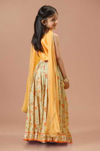 Minikin Embroidered Top Printed Skirt Set 