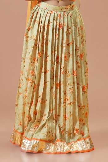 Shop_Minikin_Orange Silk Embroidered Top Printed Skirt Set _Online_at_Aza_Fashions
