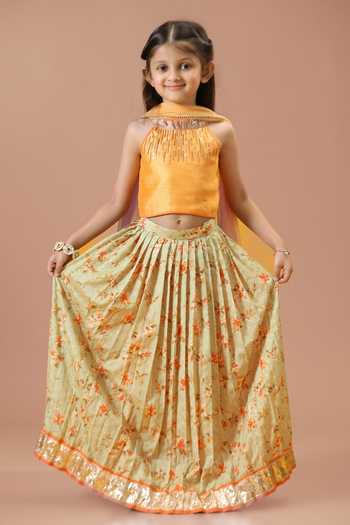 Minikin Embroidered Top Printed Skirt Set 