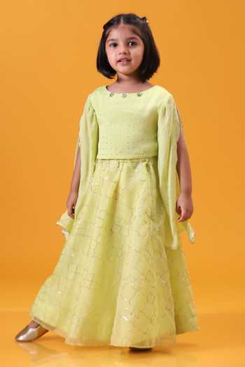 Minikin Organza Cape Top & Lehenga Set 