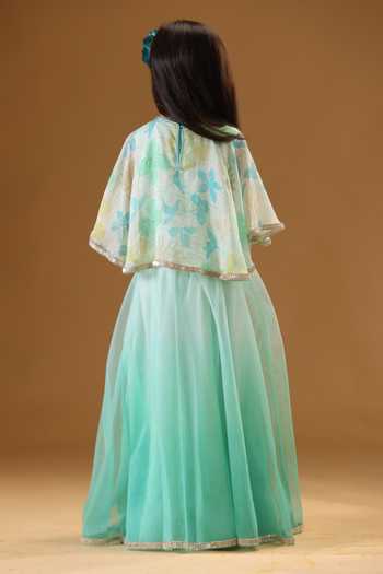Minikin Floral Cape With Shaded Net Skirt 