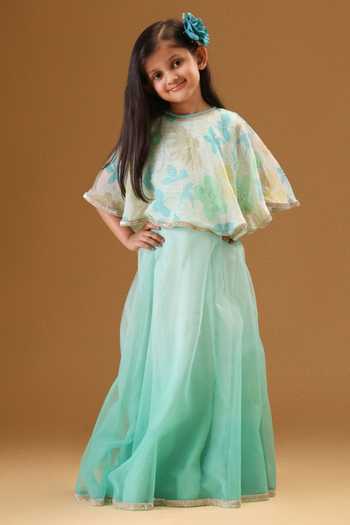 Minikin Floral Cape With Shaded Net Skirt 