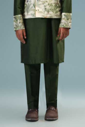 Minikin Green , Cotton, Chanderi Jungle Print Nehru Jacket And Kurta Set Online at Aza Fashions Minikin_Green , Cotton, Chanderi Jungle Print Nehru Jacket And Kurta Set _Online_at_Aza_Fashions
