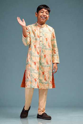Minikin Peach Printed Kurta With Pant 