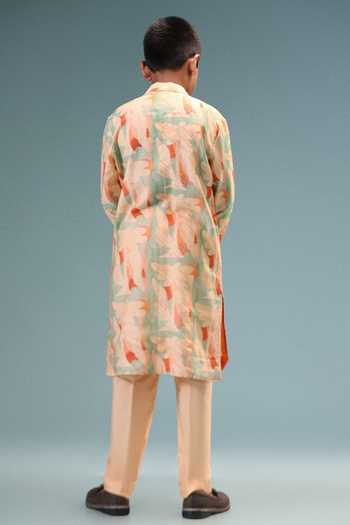 Minikin Peach Printed Kurta With Pant 