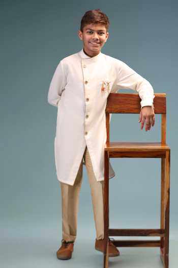 Minikin Deer Embroidered Kurta With Pant 
