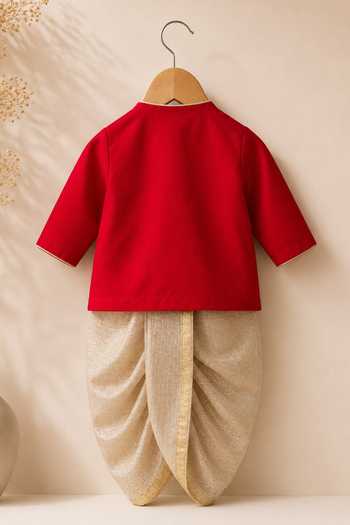 Minikin Heart Moti Booti Angarkha With Dhoti Pant 