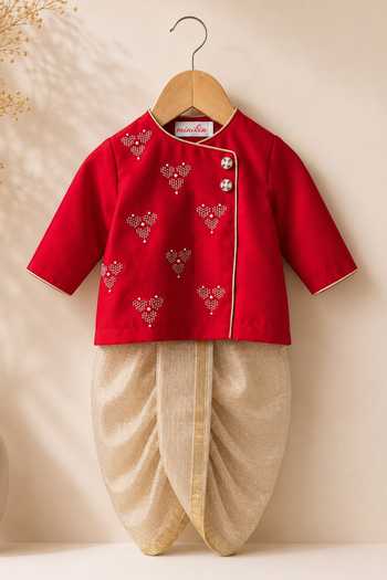 Minikin Heart Moti Booti Angarkha With Dhoti Pant 