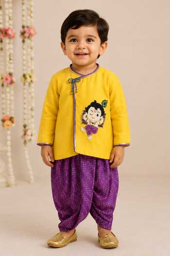 Minikin Sleeping Krishna Kurta With Printed Dhoti Pant 
