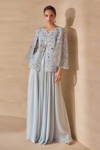 Pankaj & Nidhi Frosted Nacre Jacket Sharara Set