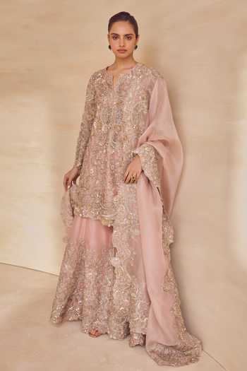 Pankaj & Nidhi Blushwood Sequined Kurta Sharara Set