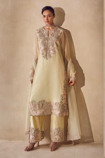 Pankaj & Nidhi Aster Citron Vine Kurta Pant Set