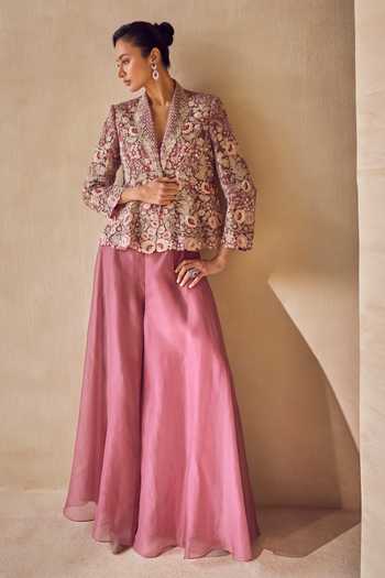 Pankaj & Nidhi Mulberry Bloom Jacket Sharara Set